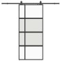 Puerta corredera con herrajes negro 90x205 cm vidrio templado en Puertas | Comprar online en Foru.es