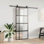 Puerta corredera con herrajes negro 90x205 cm vidrio templado en Puertas | Comprar online en Foru.es