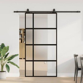 Puerta corredera herrajes negro 102,5x205 cm vidrio templado en Puertas | Comprar online en Foru.es