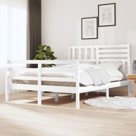 Estructura de cama de madera maciza blanco 150x200 cm de vidaXL, Camas y somieres - Ref: Foro24-3101094, Precio: 157,43 €, De...