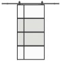 Puerta corredera herrajes negro 102,5x205 cm vidrio templado en Puertas | Comprar online en Foru.es