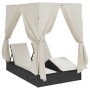 Tumbona doble con techito Negro 205 x 129 x 200 cm ratán PE en Camas para exterior | Comprar online en Foru.es