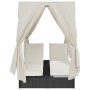 Tumbona doble con techito Negro 205 x 129 x 200 cm ratán PE en Camas para exterior | Comprar online en Foru.es