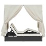 Tumbona doble con techito Negro 205 x 129 x 200 cm ratán PE en Camas para exterior | Comprar online en Foru.es