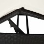 Tumbona doble con techito Negro 205 x 129 x 200 cm ratán PE en Camas para exterior | Comprar online en Foru.es