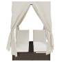 Tumbona doble con techito Marrón 205 x 129 x 200 cm ratán PE en Camas para exterior | Comprar online en Foru.es