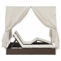 Tumbona doble con techito Marrón 205 x 129 x 200 cm ratán PE en Camas para exterior | Comprar online en Foru.es