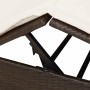 Tumbona doble con techito Marrón 205 x 129 x 200 cm ratán PE en Camas para exterior | Comprar online en Foru.es