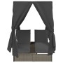 Tumbona doble con techito Gris 205 x 129 x 200 cm ratán PE en Camas para exterior | Comprar online en Foru.es