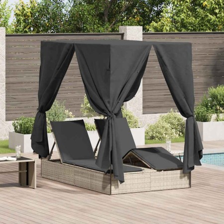 Tumbona doble con techito Gris claro 205 x 129 x 200 cm en Camas para exterior | Comprar online en Foru.es