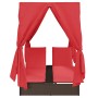 Tumbona doble con techito Marrón 205 x 129 x 200 cm ratán PE en Camas para exterior | Comprar online en Foru.es