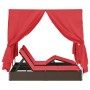 Tumbona doble con techito Marrón 205 x 129 x 200 cm ratán PE en Camas para exterior | Comprar online en Foru.es