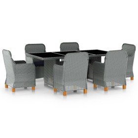 Set comedor jardín 7 pzas y cojines ratán sintético gris claro en Conjuntos de jardín | Comprar online en Foru.es