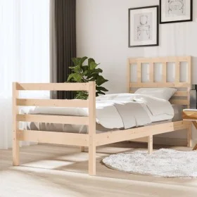 Estructura de cama de madera maciza 90x200 cm de vidaXL, Camas y somieres - Ref: Foro24-3101073, Precio: 99,18 €, Descuento: %