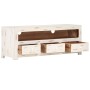 Mueble de TV madera de acacia maciza blanco 110x30x40 cm en Muebles TV | Comprar online en Foru.es