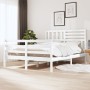 Estructura de cama doble de madera maciza blanco 135x190 cm de vidaXL, Camas y somieres - Ref: Foro24-3101064, Precio: 159,51...