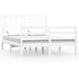 Estructura de cama doble de madera maciza blanco 135x190 cm de vidaXL, Camas y somieres - Ref: Foro24-3101064, Precio: 159,51...