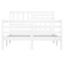 Estructura de cama doble de madera maciza blanco 135x190 cm de vidaXL, Camas y somieres - Ref: Foro24-3101064, Precio: 159,51...