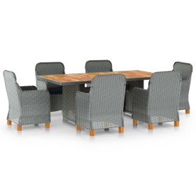 Set comedor jardín 7 pzas y cojines ratán sintético gris claro en Conjuntos de jardín | Comprar online en Foru.es