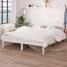 Estructura de cama madera maciza de pino blanca 140x200 cm de vidaXL, Camas y somieres - Ref: Foro24-810148, Precio: 114,03 €...