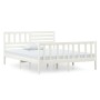 Estructura cama doble pequeña madera maciza blanco 120x190 cm de vidaXL, Camas y somieres - Ref: Foro24-3101124, Precio: 147,...