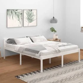 Bed for seniors solid white pine wood 160x200 cm by vidaXL, Beds and slatted bases - Ref: Foro24-810625, Price: 113,78 €, Dis...