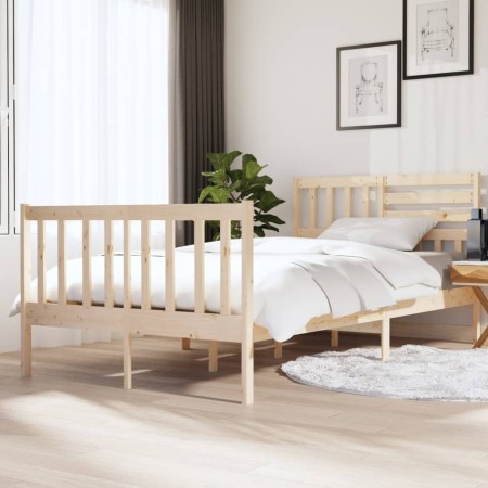 Estructura de cama doble pequeña de madera maciza 120x190 cm de vidaXL, Camas y somieres - Ref: Foro24-3101123, Precio: 128,5...