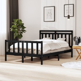 Estructura de cama de madera maciza negra 140x190 cm de vidaXL, Camas y somieres - Ref: Foro24-3100703, Precio: 173,67 €, Des...