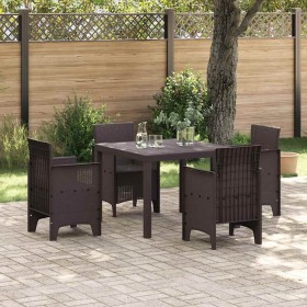 Conjunto de Comedor de Jardín 5 pcs Marrón Ratan Polt en Mesas de jardín | Comprar online en Foru.es