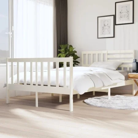 Estructura de cama madera maciza blanca 120x200 cm de vidaXL, Camas y somieres - Ref: Foro24-3101149, Precio: 143,11 €, Descu...