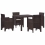 Conjunto de Comedor de Jardín 5 pcs Marrón Ratan Polt en Mesas de jardín | Comprar online en Foru.es