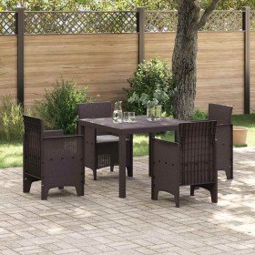 Conjunto de Comedor de Jardín 5 pcs Marrón Ratan Polt en Mesas de jardín | Comprar online en Foru.es