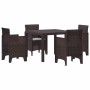 Conjunto de Comedor de Jardín 5 pcs Marrón Ratan Polt en Mesas de jardín | Comprar online en Foru.es