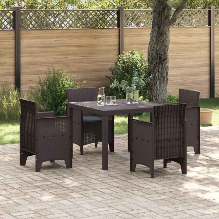 Conjunto de Comedor de Jardín 5 pcs Marrón Ratan Polt en Mesas de jardín | Comprar online en Foru.es