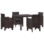 Conjunto de Comedor de Jardín 5 pcs Marrón Ratan Polt en Mesas de jardín | Comprar online en Foru.es