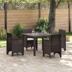 Conjunto de Comedor de Jardín 5 pcs Marrón Ratan Polt en Mesas de jardín | Comprar online en Foru.es