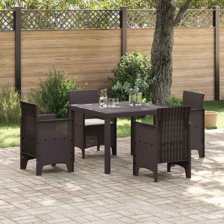 Conjunto de Comedor de Jardín 5 pcs Marrón Ratan Polt en Mesas de jardín | Comprar online en Foru.es