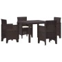 Conjunto de Comedor de Jardín 5 pcs Marrón Ratan Polt en Mesas de jardín | Comprar online en Foru.es