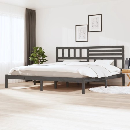 Estructura de cama de madera maciza de pino gris 200x200 cm de vidaXL, Camas y somieres - Ref: Foro24-3101045, Precio: 183,04...