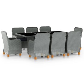 Set comedor jardín 9 pzas y cojines ratán sintético gris claro en Conjuntos de jardín | Comprar online en Foru.es