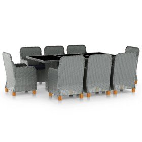Set comedor jardín 9 pzas y cojines ratán sintético gris claro en Conjuntos de jardín | Comprar online en Foru.es