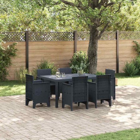 Conjunto de Comedor de Jardín 7 pcs Antracita Ratan Polt en Mesas de jardín | Comprar online en Foru.es