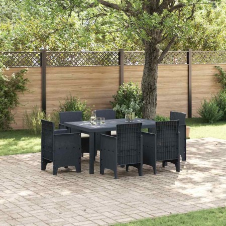 Conjunto de Comedor de Jardín 7 pcs Antracita Ratan Polt en Mesas de jardín | Comprar online en Foru.es