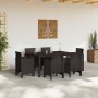 Conjunto de Comedor de Jardín 7 pcs Marrón Ratan Polt en Mesas de jardín | Comprar online en Foru.es
