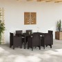 Conjunto de Comedor de Jardín 7 pcs Marrón Ratan Polt en Mesas de jardín | Comprar online en Foru.es
