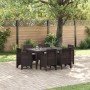 Conjunto de Comedor de Jardín 7 pcs Marrón Ratan Polt en Mesas de jardín | Comprar online en Foru.es