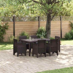 Conjunto de Comedor de Jardín 7 pcs Marrón Ratan Polt en Mesas de jardín | Comprar online en Foru.es