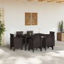 Conjunto de Comedor de Jardín 7 pcs Marrón Ratan Polt en Mesas de jardín | Comprar online en Foru.es