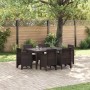 Conjunto de Comedor de Jardín 7 pcs Marrón Ratan Polt en Mesas de jardín | Comprar online en Foru.es
