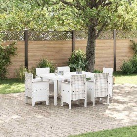 Conjunto de Comedor de Jardín 7 pcs Blanco Ratan Polt en Mesas de jardín | Comprar online en Foru.es